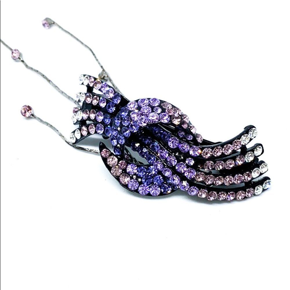 Lavender Rhinestone Hair Clip - Picture 4 of 7